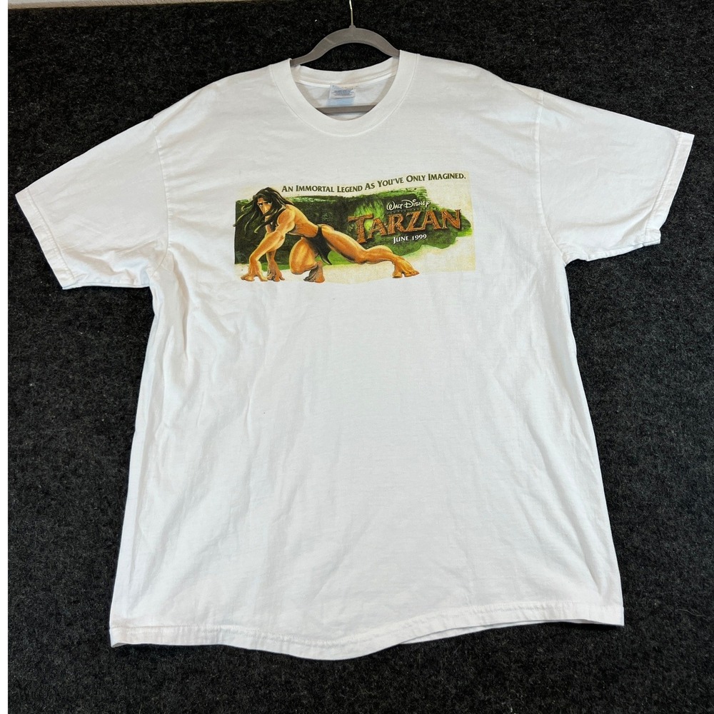 VINTAGE 1999 Walt Disney Tarzan Shirt Mens XL White Movie Promo Graphic Tee